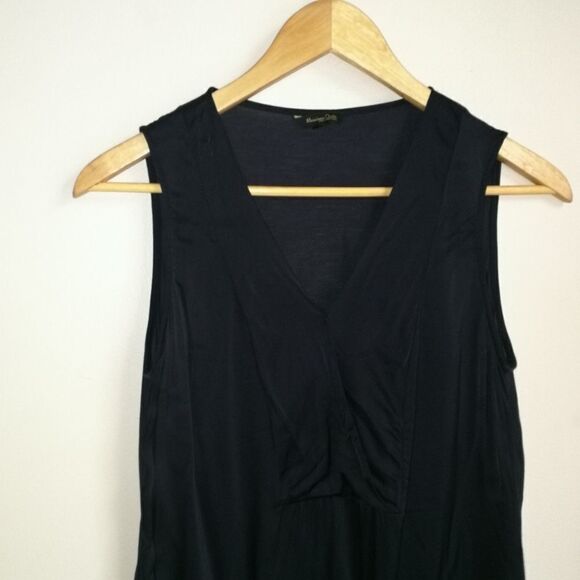 MASSIMO DUTTI Navy Lightweigth Flowy Faux Wrap V Neck Tank Top Size 8 - Picture 4 of 11